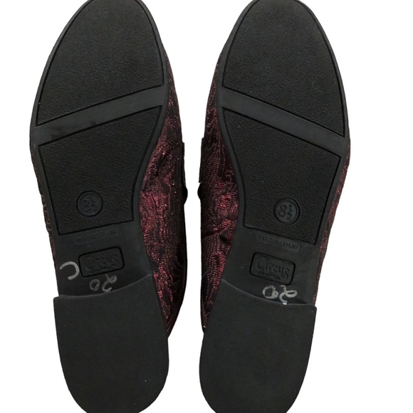 Circus by Sam Edelman Paulie Flats Shoes Slip on Mules Maroon Jacquard Size 8.5 - Picture 9 of 13